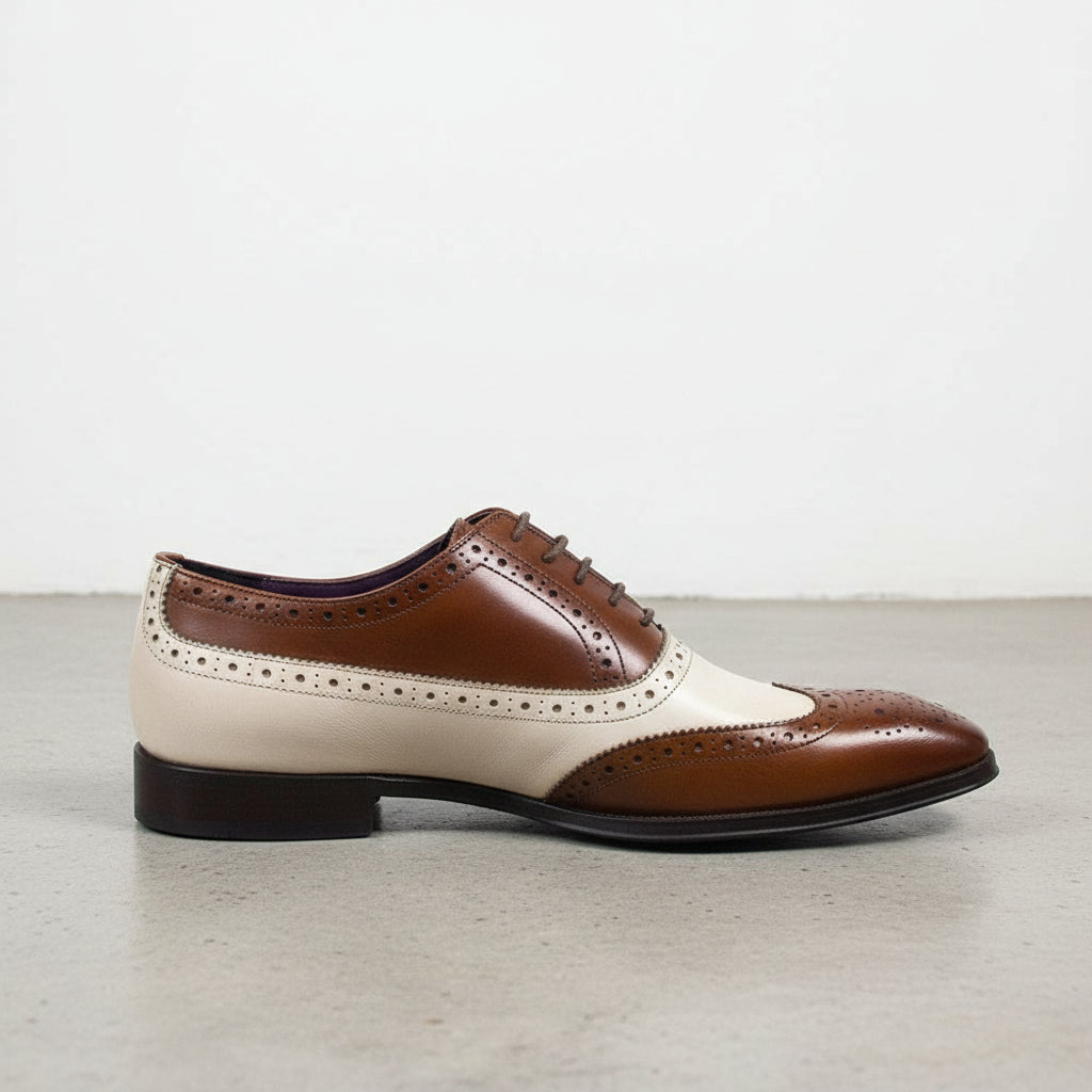 Men's Spectator Shoes - Two Tone Shoes - Brown and White Formal