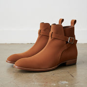 Men Tan Brown Suede Jodhpurs Boots, Fashion Style Ankle High Boots - 3-4-right-view