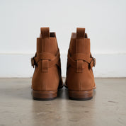 Men Tan Brown Suede Jodhpurs Boots, Fashion Style Ankle High Boots - back-view