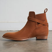 Men Tan Brown Suede Jodhpurs Boots, Fashion Style Ankle High Boots - detail-view-showing-texture