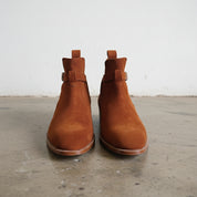 Men Tan Brown Suede Jodhpurs Boots, Fashion Style Ankle High Boots - front-view