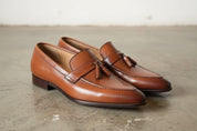 Men Tan Color Leather Tassels Moccasins Shoes Formal Shoes Shoes