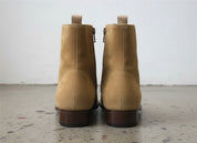 Men Tan Color Suede Ankle Boots, Side Zipper Boots, Ankle Boots