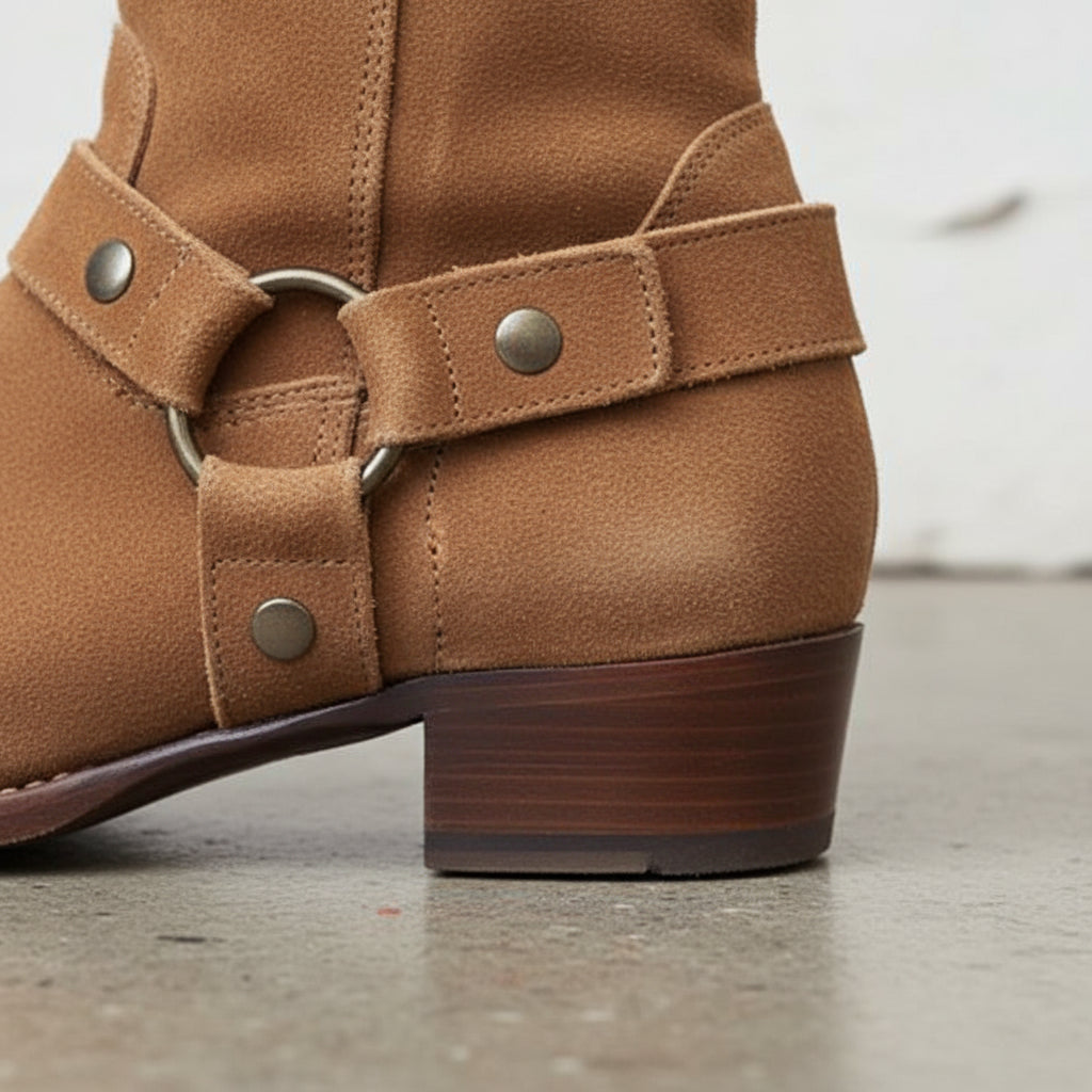 Men Tan Suede Ankle High Casual Boots, Mens Fashion Casual Ankle Boots - detail-view-showing-texture