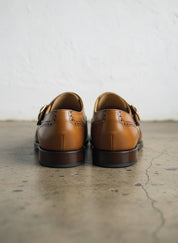 Men tan wing tip brogue monk shoes, Men tan brown business dress shoes - back-view