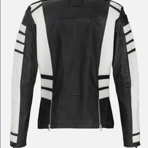 Men two tone biker jacket, Men black and white fashion jacket