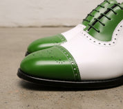 Men Two Tone Formal Shoes, Green And White Dress Shoes, Party Shoes