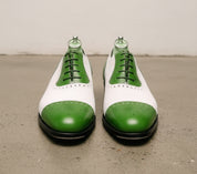 Men Two Tone Formal Shoes, Green And White Dress Shoes, Party Shoes