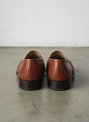 Men Two Tone Spectator dress Shoes brown and White Leather Loafer moccasins - back-view