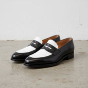 Men Two Tone Spectator Shoes Black And White Leather moccasins, Mens shoes
