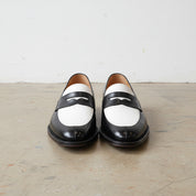 Men Two Tone Spectator Shoes Black And White Leather moccasins, Mens shoes