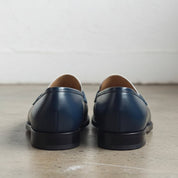 Men Two Tone Spectator Shoes Blue and White Leather Dress Shoes moccasins - back-view