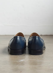 Men Two Tone Spectator Shoes Blue and White Leather Dress Shoes moccasins - back-view