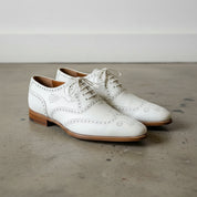 Men Wingtip Dress Party Shoes, Brogue Shoes White Formal Shoes - 3-4-right-view