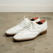 Men Wingtip Dress Party Shoes, Brogue Shoes White Formal Shoes - angle-view-showing-depth