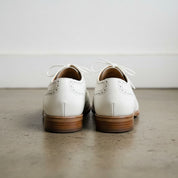 Men Wingtip Dress Party Shoes, Brogue Shoes White Formal Shoes - back-view