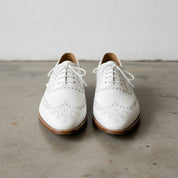 Men Wingtip Dress Party Shoes, Brogue Shoes White Formal Shoes - front-view