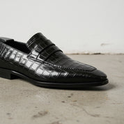 Mens Alligators Shoes, Classica crocodile Patterned dress shoes moccasins - detail-view-showing-texture