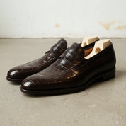 Mens Alligators Shoes, Men crocodile Patterned dress shoes moccasins - detail-view-showing-texture