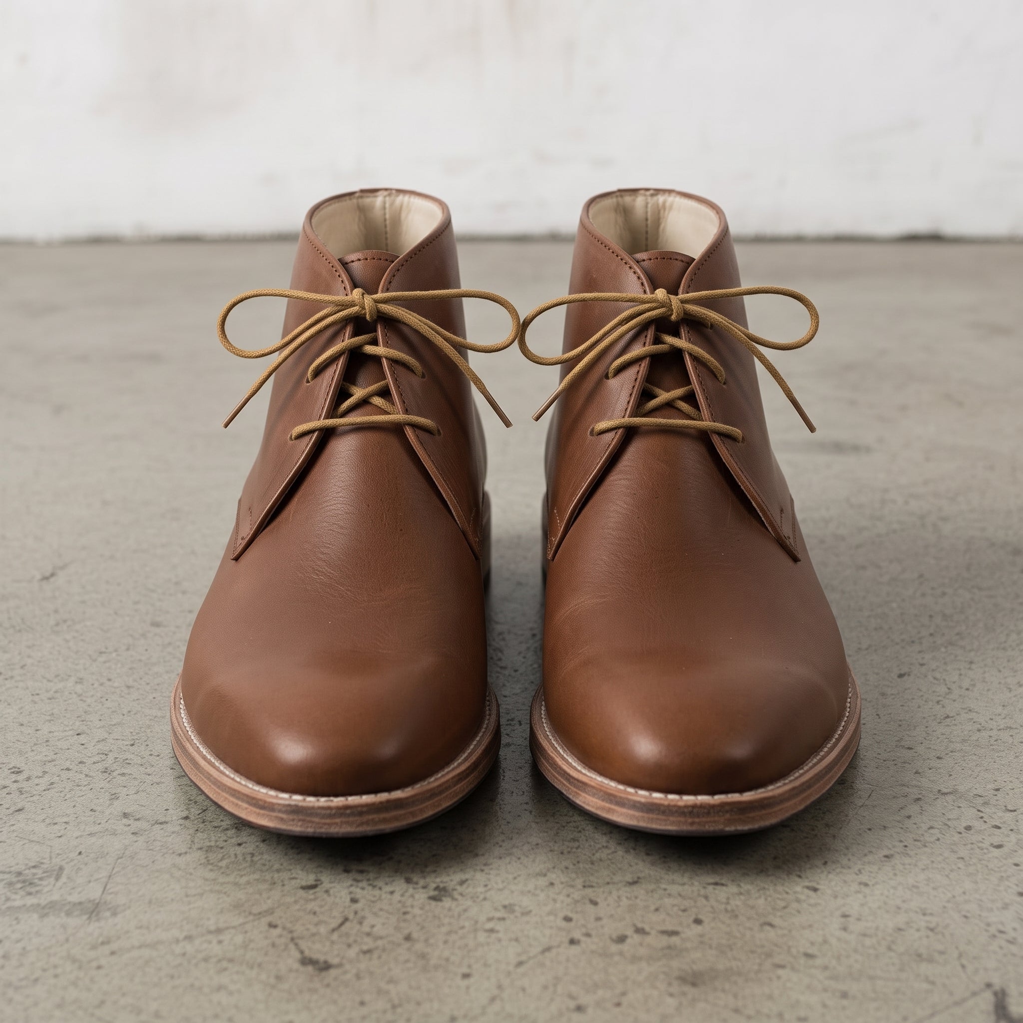 Men's Antique Brown Plain-Toe Leather Chukka Boots — Russell