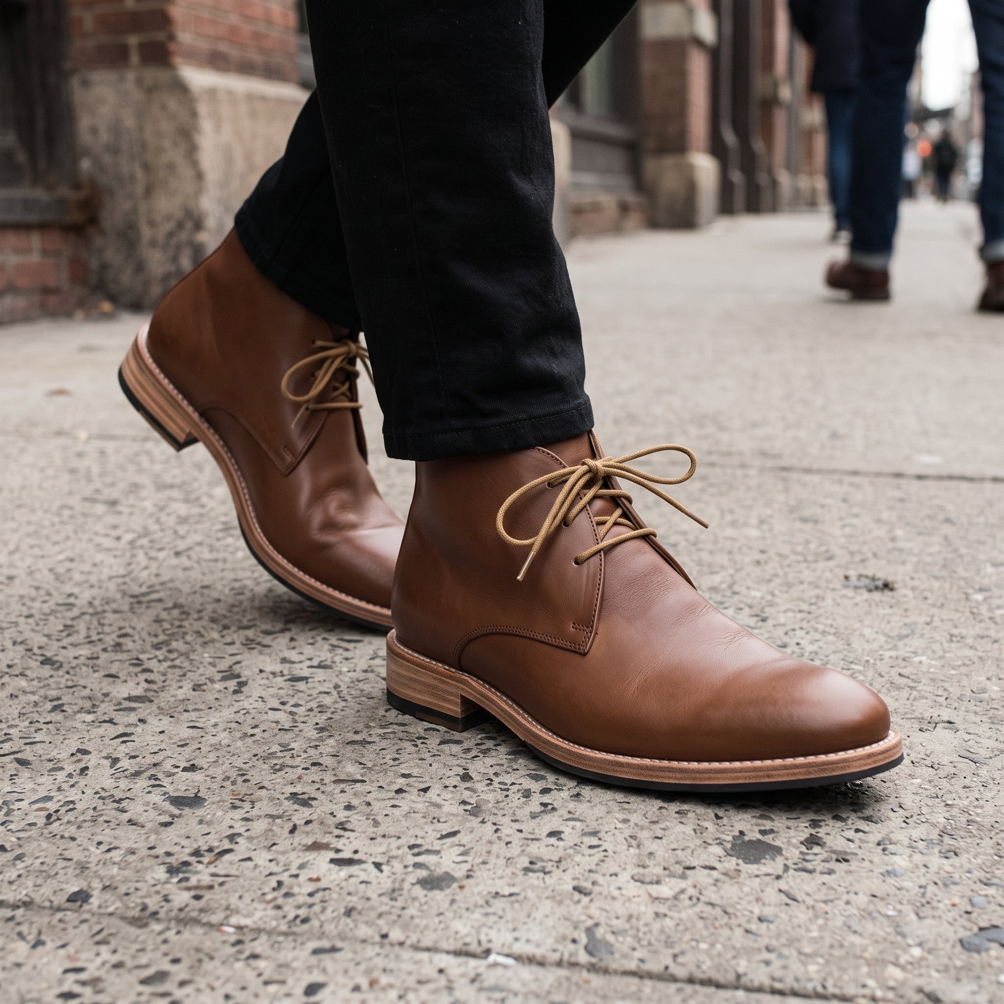 Men's Antique Brown Plain-Toe Leather Chukka Boots — Russell