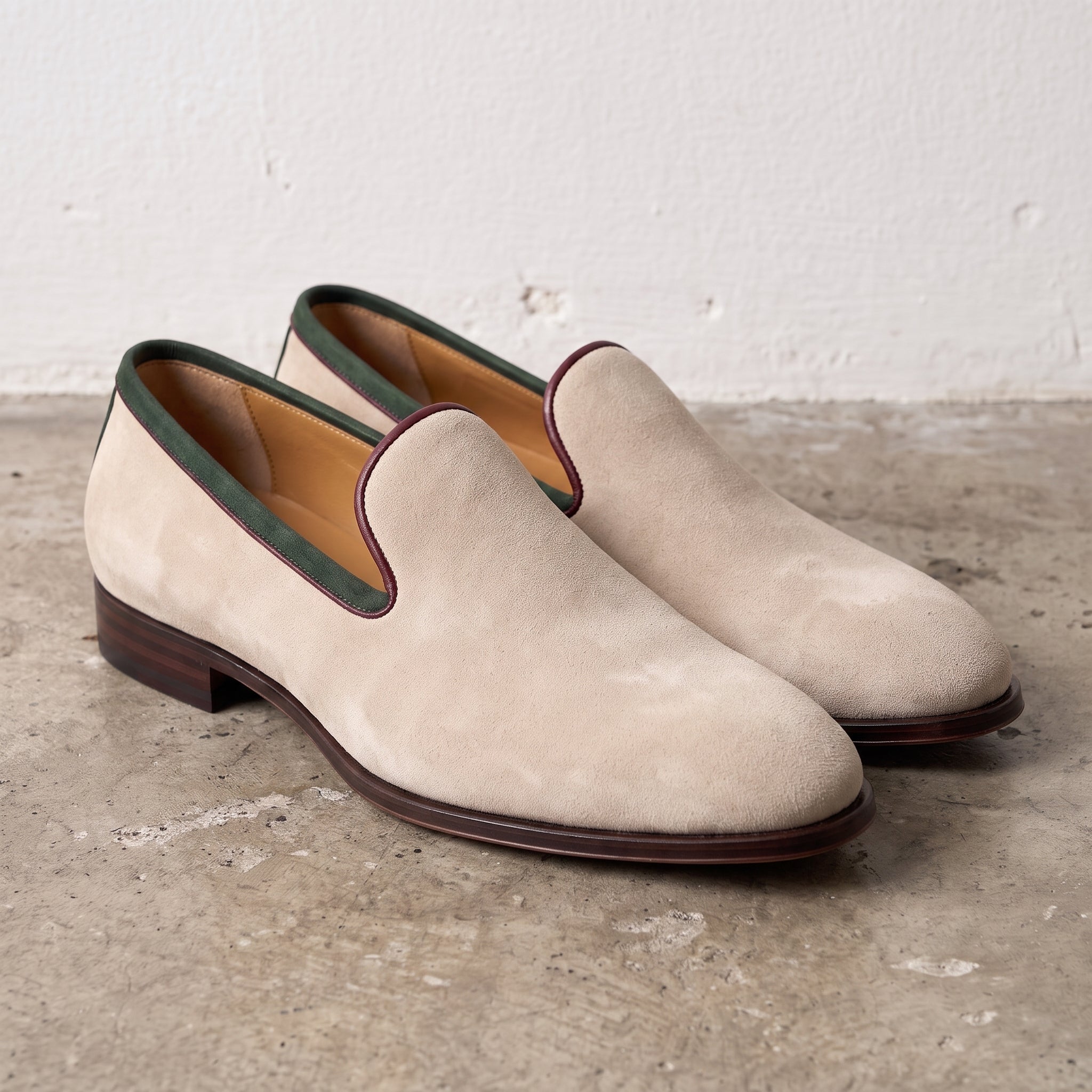 Men's Beige Suede Loafers — Abbeyton