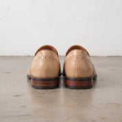 Men's Beige Wingtip Leather Tassel Loafers — Bovey