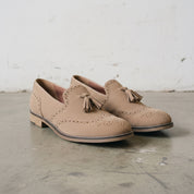 Men's Beige Suede Tassel Loafers — Huxford