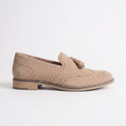 Men's Beige Suede Tassel Loafers — Huxford