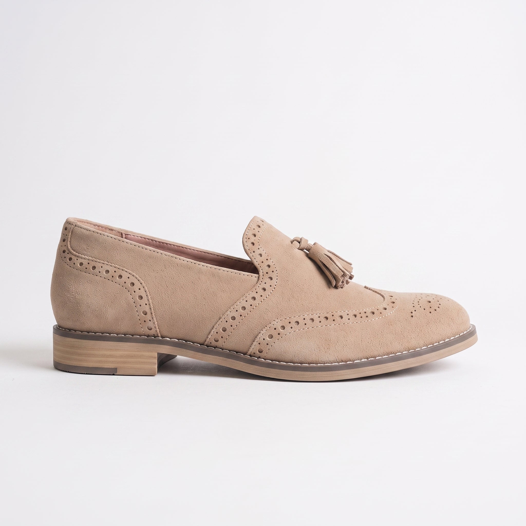 Men's Beige Suede Tassel Loafers — Huxford