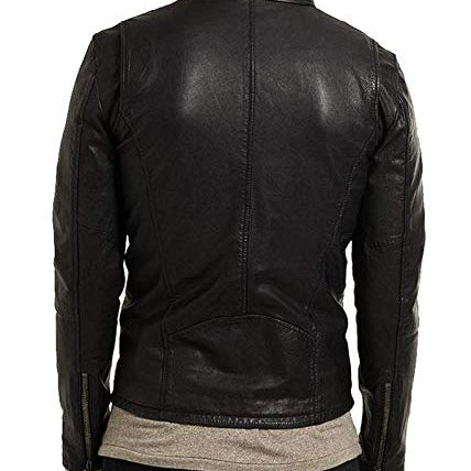 Mens Biker Leather Jacket, Men Fashion Black Leather Jacket,Leather Jacket