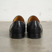 Men's Black Alligator-Embossed Leather Bit Loafers — Moyle