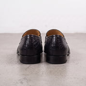 Men's Black Alligator-Embossed Leather Kiltie Bit Loafers — Aysgarth