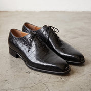 Men's Black Alligator-Embossed Leather Oxfords — Ashridge — Ashridge
