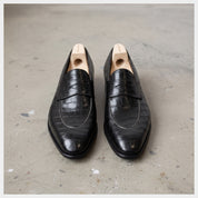 Men's Black Alligator-Embossed Leather Penny Loafers — Cawston