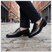 Men's Black Alligator-Embossed Leather Penny Loafers — Cawston