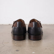 Men's Black and Brown Leather Double Monk Strap Shoes — Farrant