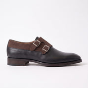 Men's Black and Brown Leather Double Monk Strap Shoes — Farrant