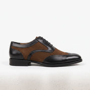Men's Black and Brown Spectator Wingtip Suede and Leather Oxfords — Caulfield