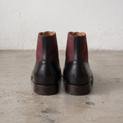 Men's Black and Burgundy Cap-Toe Leather Oxford Boots — Adlard
