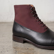 Men's Black and Burgundy Cap-Toe Leather Oxford Boots — Adlard