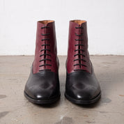 Men's Black and Burgundy Two-Tone Leather Balmoral Boots — Stockport