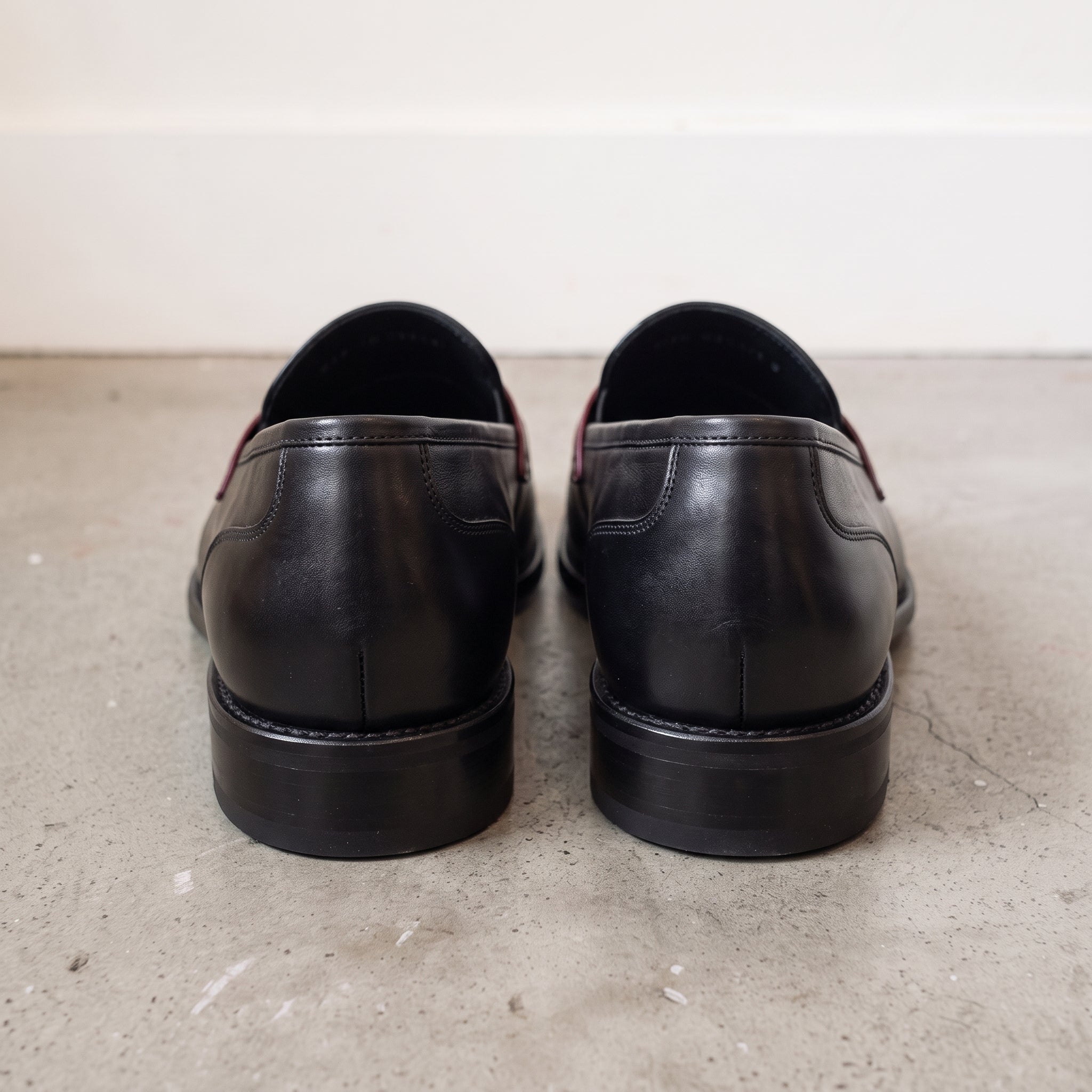 Men's Black and Burgundy Two-Tone Leather Penny Loafers — Dunsworth