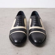 Men's Black and Cream Leather Spectator Oxfords — Hensley