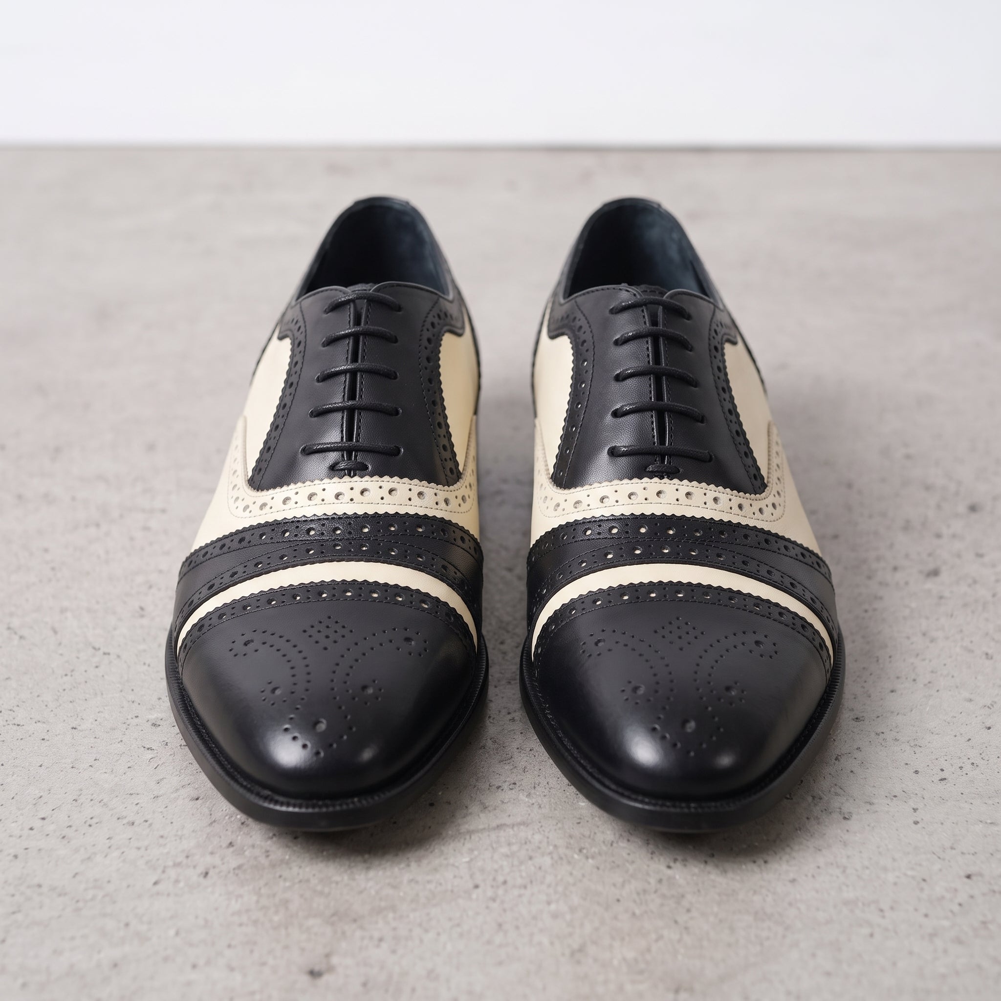 Men's Black and Cream Leather Spectator Oxfords — Hensley