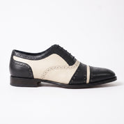 Men's Black and Cream Leather Spectator Oxfords — Hensley