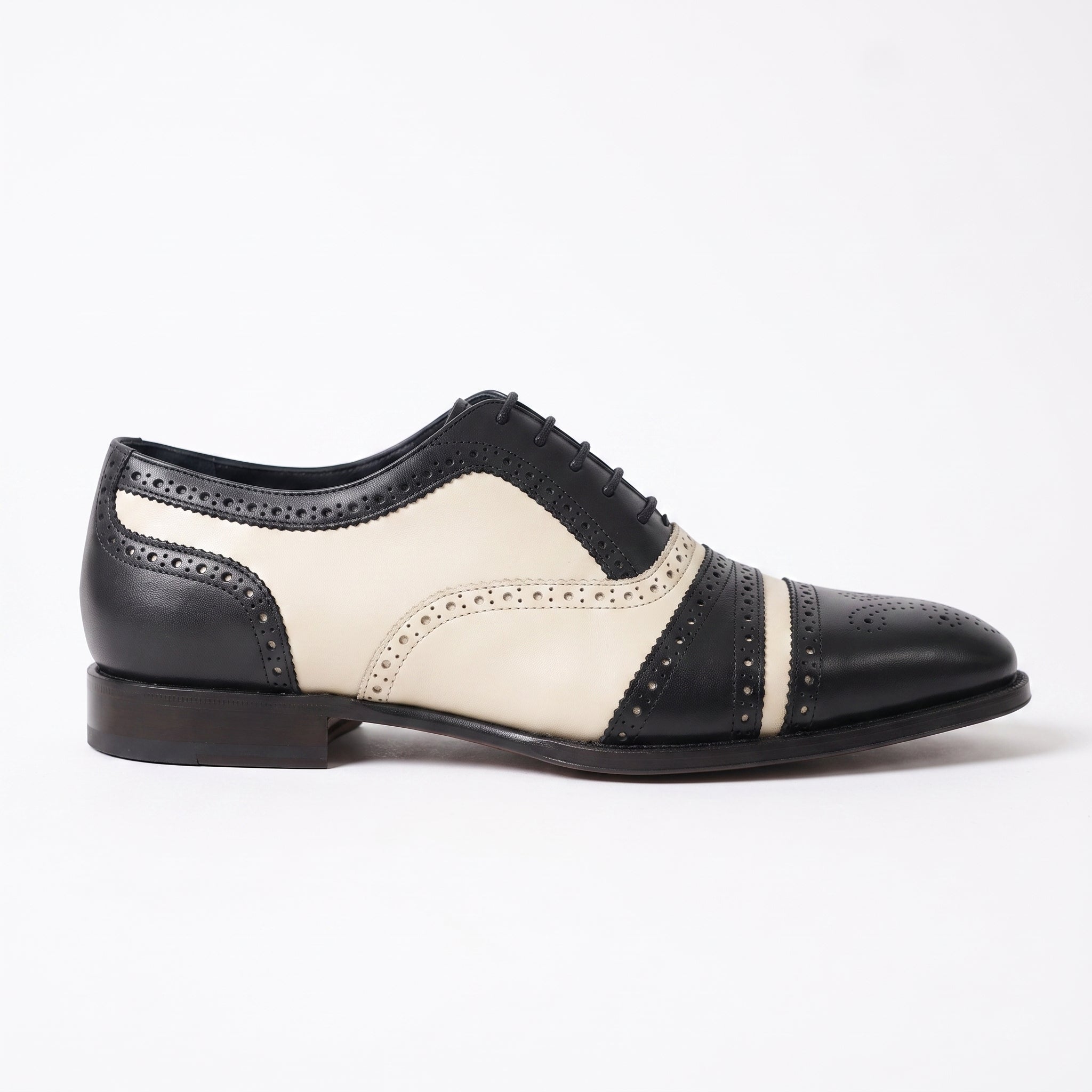 Men's Black and Cream Leather Spectator Oxfords — Hensley