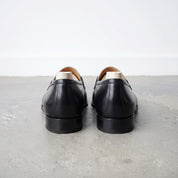 Men's Black and Cream Two-Tone Pebbled Leather Penny Loafers — Galloway