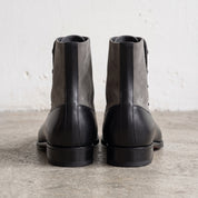 Men's Black and Gray Cap-Toe Leather Button Boots — Sunderland