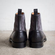 Men's Black and Grey Cap-Toe Leather Button Boots — Frowden